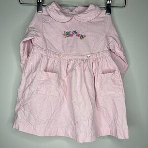Vintage All Mine 18M Pink Corduroy Dress, Collar Floral Cottagecore Toddler Girl